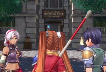 Trails in the Sky's Scherazard, Estelle and Joshua arriving in the City of Bose.