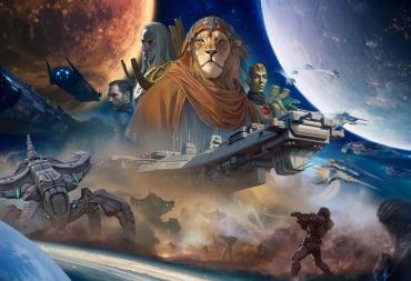 Artwork for Twilight Imperium Digital, which depicts several characters and ships against a space background