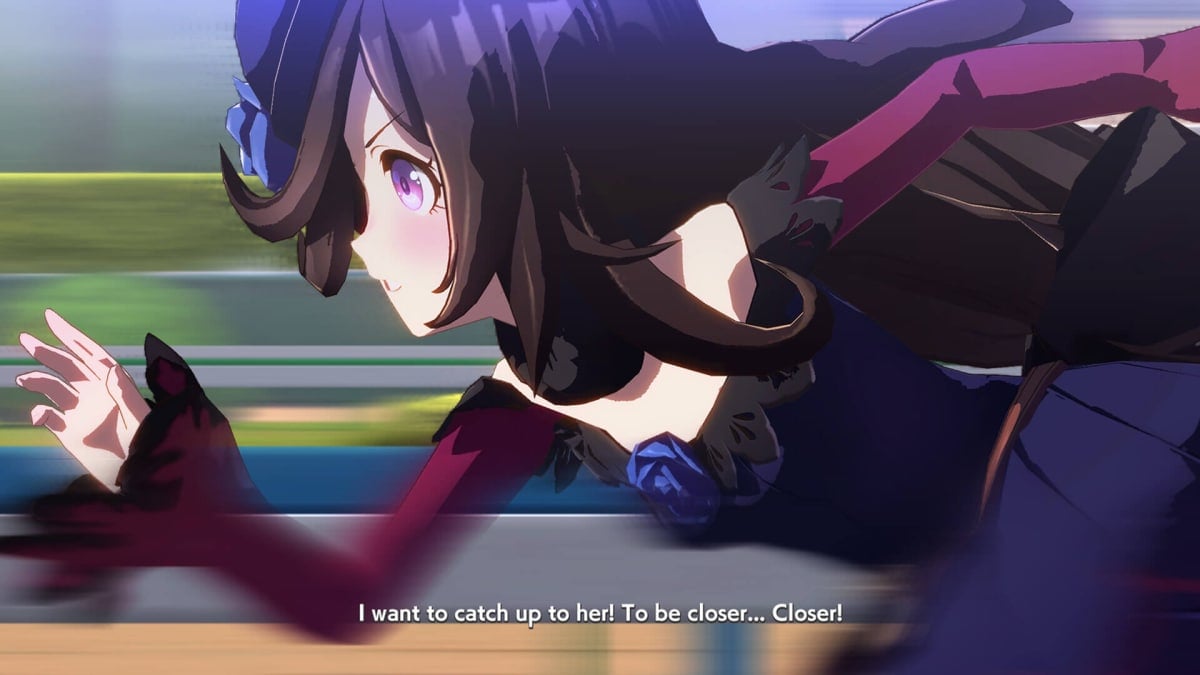 An anime horse girl running in Cygames' Umamusume: Pretty Derby