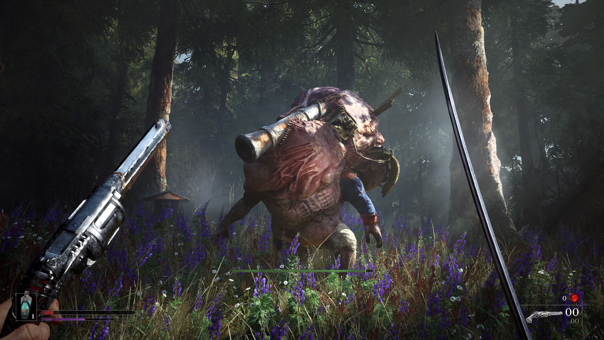 The player faces a giant enemy in Valor Mortis