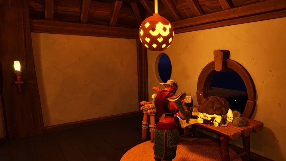 The Player Character Using the Crafting Workbench in Voyagers of Nera