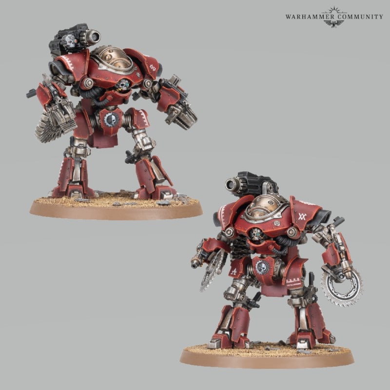 Two miniatures of bipedal robots with claws on a white background.